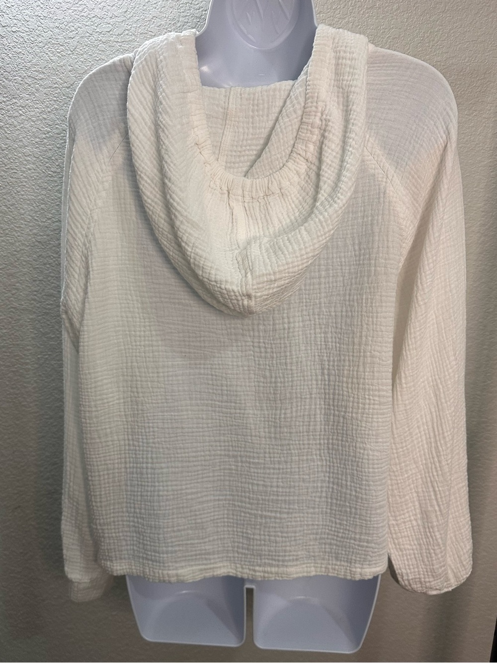 Magaschoni Women's 100% cotton White Summer Gauze Hoodie Size Medium - Picture 2 of 3